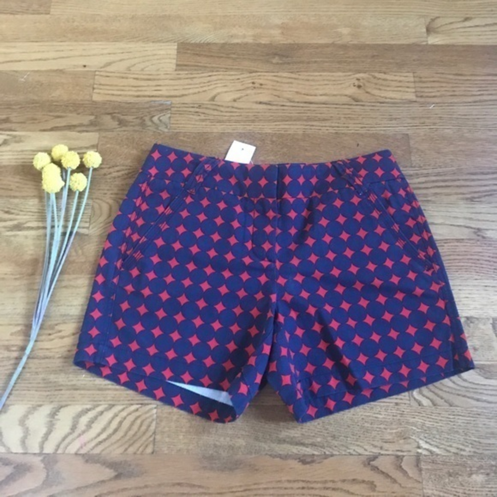 J. Crew factory red blue dot city shorts NWT sz 4